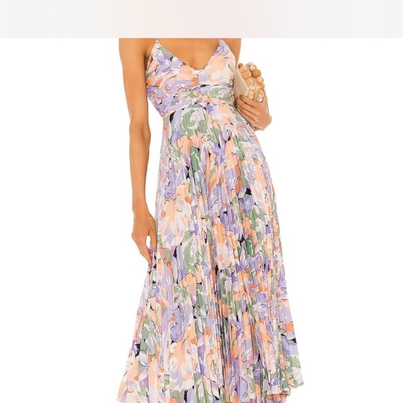 Astr Floral Midi Dress - Purple, Orange, Green - Picture 1 of 3